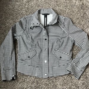 WHBM black and white gingham moto-style jacket